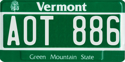 VT license plate AOT886