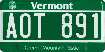 VT license plate AOT891