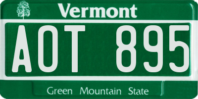 VT license plate AOT895
