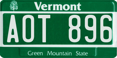 VT license plate AOT896