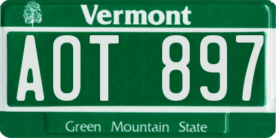 VT license plate AOT897