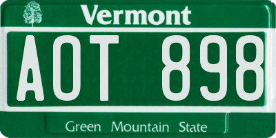 VT license plate AOT898