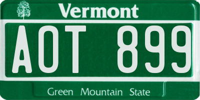 VT license plate AOT899