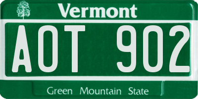 VT license plate AOT902