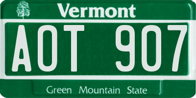 VT license plate AOT907