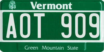 VT license plate AOT909