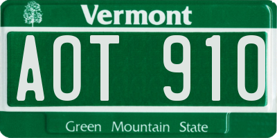 VT license plate AOT910