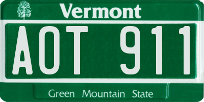 VT license plate AOT911
