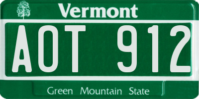 VT license plate AOT912