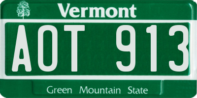 VT license plate AOT913