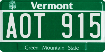 VT license plate AOT915
