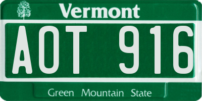 VT license plate AOT916