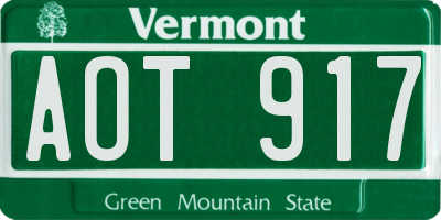 VT license plate AOT917