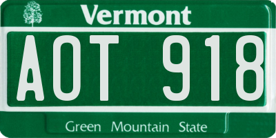 VT license plate AOT918