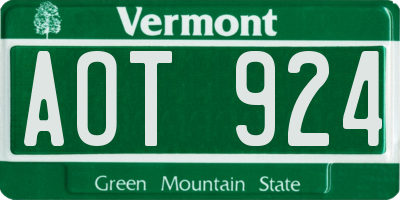 VT license plate AOT924