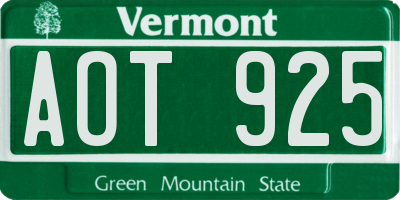 VT license plate AOT925