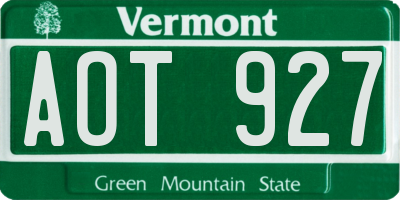 VT license plate AOT927