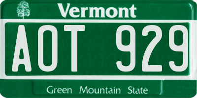 VT license plate AOT929