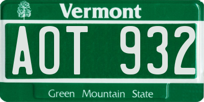 VT license plate AOT932