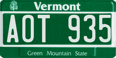 VT license plate AOT935