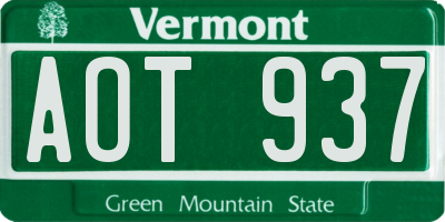 VT license plate AOT937