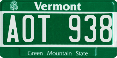 VT license plate AOT938