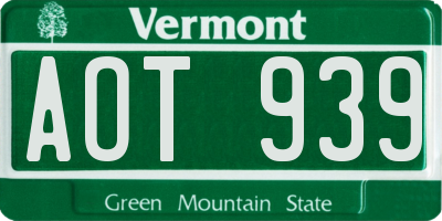 VT license plate AOT939