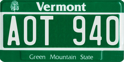 VT license plate AOT940