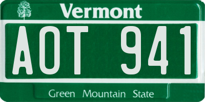 VT license plate AOT941