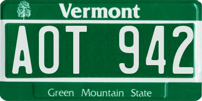 VT license plate AOT942