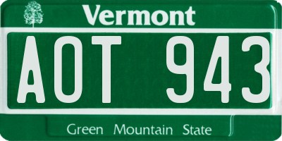 VT license plate AOT943