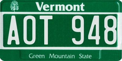 VT license plate AOT948