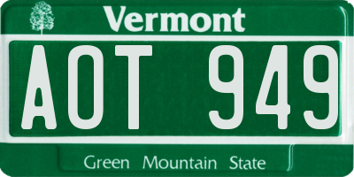 VT license plate AOT949