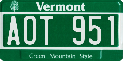 VT license plate AOT951