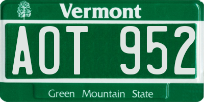 VT license plate AOT952