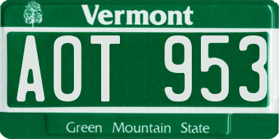 VT license plate AOT953