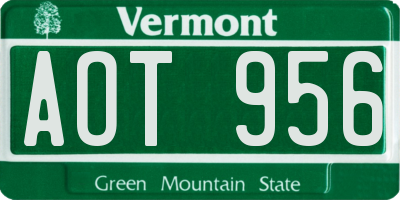 VT license plate AOT956