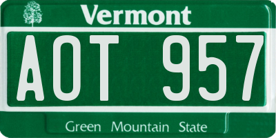 VT license plate AOT957
