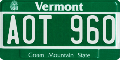 VT license plate AOT960