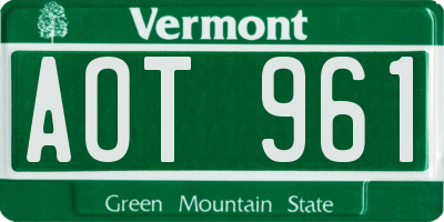 VT license plate AOT961