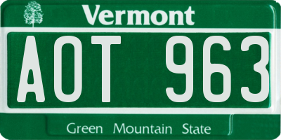 VT license plate AOT963