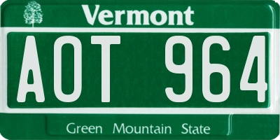 VT license plate AOT964