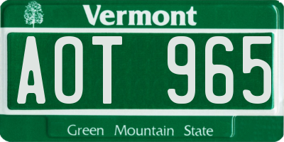 VT license plate AOT965
