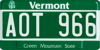 VT license plate AOT966