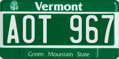 VT license plate AOT967