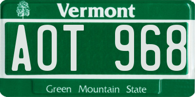 VT license plate AOT968