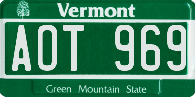 VT license plate AOT969