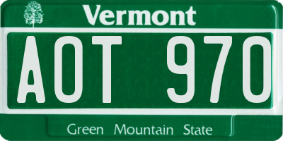VT license plate AOT970