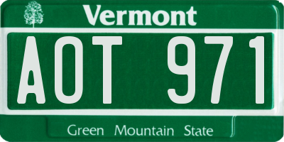 VT license plate AOT971