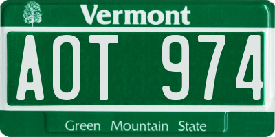 VT license plate AOT974
